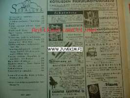 Kotiliesi 1949 nr 13 ilmestynyt 1.7.1949, ajankuvaa, mainoksia (mm. nelivärinen piirros Fazer marmeladi ja Hangon leivinjauhe yhdessä eli kakkukaksoset)