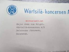 Wärtsilä-koncernen AB / Major Sven von Wright, Dalsbruks Järnverk, kirje Helsingistä 8.6.1947, omakätinen allekirjoitus / nimikirjoitus Wilhelm Wahlforss