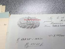Fraktsedel Segel Schiffe &quot;Frithjof&quot; 20.7.1898, Bremen-Rauma -konossomentti