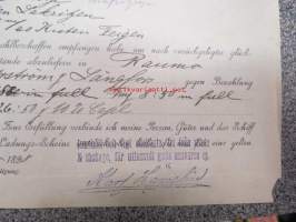 Fraktsedel &quot;Frej&quot; 12.10.1898, Lübeck-Rauma -konossomentti