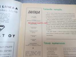 Taitaja 1962 nr 4 Pienoismoottorin huolto, pieni jolla,  kuviosaha kalanperkauspöytä , puiden kantokassi