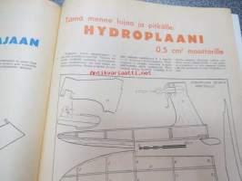 Taitaja 1962 nr 4 Pienoismoottorin huolto, pieni jolla,  kuviosaha kalanperkauspöytä , puiden kantokassi