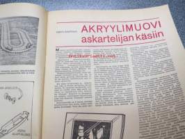 Taitaja 1964 nr 5, koeajossa SRM kilparata, testissä Taifun Orkan, uusi metallinen autorakennussarja (Hubley Manufacturing Co.) Ohjeet: mäkiauto, sulhaspeili