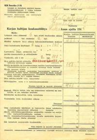 Karjan haltijan kuukausitilitys lokakuu 1945