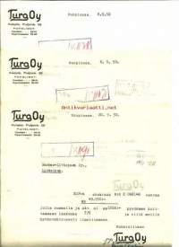Turo Oy 1950  - firmalomake 3 kpl