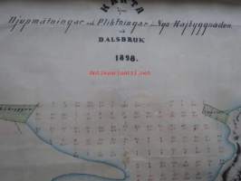 Karta öfver Djupmätningar och Pliktningar för nya Kajbyggnaden vid Dalsbruk 1898 - Taalintehtaan ruukin alueen satamalaueen osakartta,  -ollut aiemmin Dalsbruk