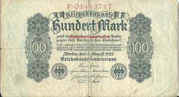 Saksa 100 markkaa 1922 seteli