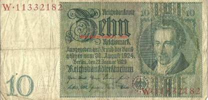 Saksa 10 markkaa 1929 seteli
