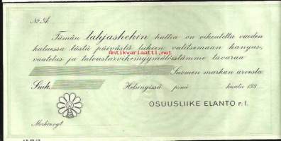 Osuusliike Elanto r. l. -lahjashekki 193x,  , blanco shekki