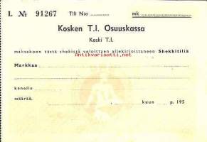 Koski T.l. Osuuskassa 195x, blanco shekki