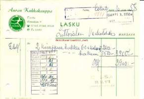 Auran Kukkakauppa  lasku  10.10.1958  - firmalomake