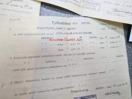 Valtionrautatiet työtodistuksia 4 kpl K.K.G. ajalta 1943-1948