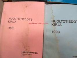 Mazda huoltotiedotekirjat 1981-86, 1987, 1989, 1990, 1991, 1993, 8 kpl maahantuojan huoltotiedotteita korjaamokäyttöön kirjoiksi koottuna