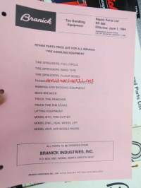 Branick tire assembly etc. tools - rengasalan työkalujen ja tarvikkeitten esittelylehtisiä ja mainoksia 10 kpl