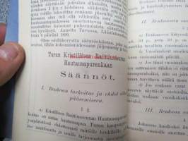 Turun Kristillisen Raittiuseuran Hautausapurenkaan säännöt 1899