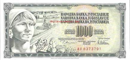 Jugoslavia 1000 dinara 1978 seteli