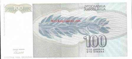 Jugoslavia 100 dinara 1992 seteli