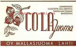 Cola juoma,  juomaetiketti