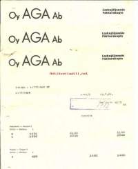 Aga Oy laskujäljennös  1958 - firmalomake 3 kpl