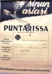 Sinun asiasi PUNTARISSA, yksimielisyydessä on maaseudun voima ja kansan menestys 50-luvun alku - tupailta blanco juliste 50x35 cm