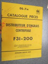 McCormick International Distributeur D´Engrais Centrifuge F-31-200 Catalogue Piéces -varaosaluettelo ranskaksi