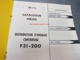 McCormick International Distributeur D´Engrais Centrifuge F-31-200 Catalogue Piéces -varaosaluettelo ranskaksi