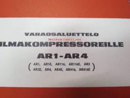 Atlas Copco AR1-AR4 (AR1, ARE1, ARR116, AR116E, AR3, AR3E, AR4E, AR416, AR416E) ilmakompressori -varaosaluettelo