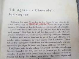 Chevrolet Lastvagnar 1945 Handbok -käyttöohjekirja ruotsiksi