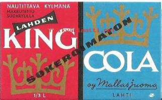 King Cola sokeroimaton  -  juomaetiketti
