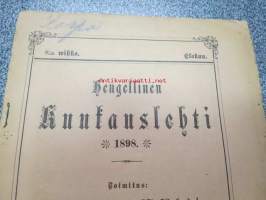 Hengellinen Kuukauslehti 1898 nr 8 elokuu, sis. artikkelit; Kirkastuksesta M. Pesonen, Mietteitä kirkosta ja sen suhteesta waltioon J. Wäyrynen, Miten käyttäyt