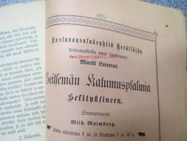 Hengellinen Kuukauslehti 1898 nr 8 elokuu, sis. artikkelit; Kirkastuksesta M. Pesonen, Mietteitä kirkosta ja sen suhteesta waltioon J. Wäyrynen, Miten käyttäyt