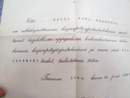 Todistus Oskar Zetterblomin Kirjanpito-opetuslaitoksesta, että neiti Aune Lamminen...