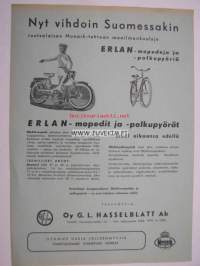 Monark Erlan mopedit ja polkupyörät  (Oy G.L. Hasselblatt Ab, Vaasa) -myyntiesite  (esite on arviolta 1950-luvun lopulta)