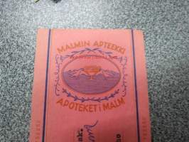 Malmin Apteekki - Apoteket i Malm, 29.1.1968 -apteekkisignatuuri