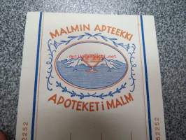 Malmin Apteekki - Apoteket i Malm, 9.12.1967 -apteekkisignatuuri