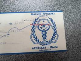 Malmin Apteekki - Apoteket i Malm, 24.9.1968 -apteekkisignatuuri