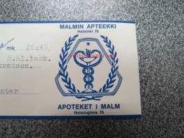 Malmin Apteekki - Apoteket i Malm, 18.10.1968 -apteekkisignatuuri