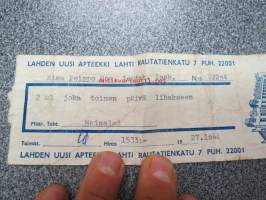 Lahden Uusi Apteekki, Lahti, 27.10.1961 -apteekkisignatuuri