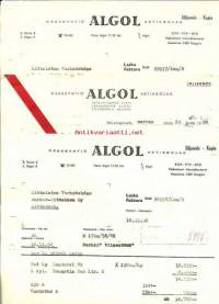 Algol Oy 1958 - firmalomake 3 kpl