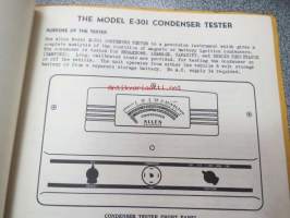 Allen Model E-301 Condenser tester operating instructions -testauslaitteen käyttöohjekirja englanniksi