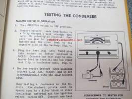 Allen Model E-301 Condenser tester operating instructions -testauslaitteen käyttöohjekirja englanniksi