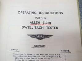 Allen Model E-314 Dwell-Tach tester operating instructions -testauslaitteen käyttöohjekirja englanniksi