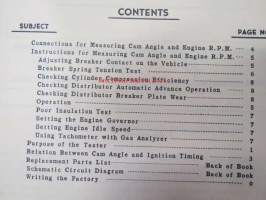 Allen Model E-314 Dwell-Tach tester operating instructions -testauslaitteen käyttöohjekirja englanniksi