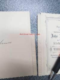 Vihkiäiskutsu Juho Alikinnari &amp; Aleksandra Pasi 16.6.1898 Kurkelan Pasin tilalla Liedossa