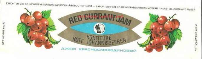 Red Currant Jam -  tuote-etiketti
