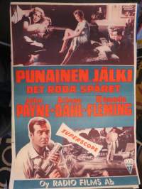 Punainen jälki / Det rödä spåret, mm. John Payne, Arlene Dahl, Rhonda Flemming -elokuvajuliste