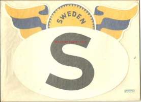 S = Ruotsin autojen kansallisuustunnus tarra