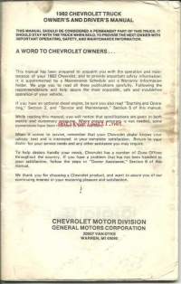 Chevrolet truck 1982 owner´s and driver´s manul