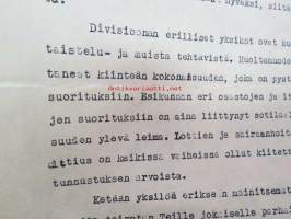 15. Divisioonan Esikunta - Esikuntakäsky nr 23 / 5.11.1944 - Divisionan kotiuttamis- ja kiitoskäsky, Everstiluutnantti Reino Reunanen