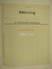 A. Terichoff´s Aktiebolag Loviisa -asiakirja =  tyhjä laskulomake ruotsiksi tekstinä vain RÄKNING ja yrityksen yhteystiedot